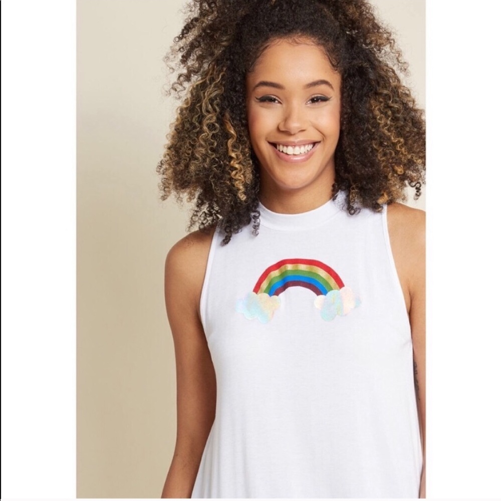 S / ModCloth rainbow pride lgbt white tank NWOT